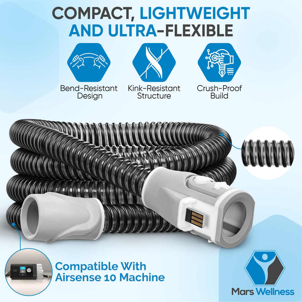 Mars Wellness 6-foot CPAP hose positioned for varied sleeping arrangements