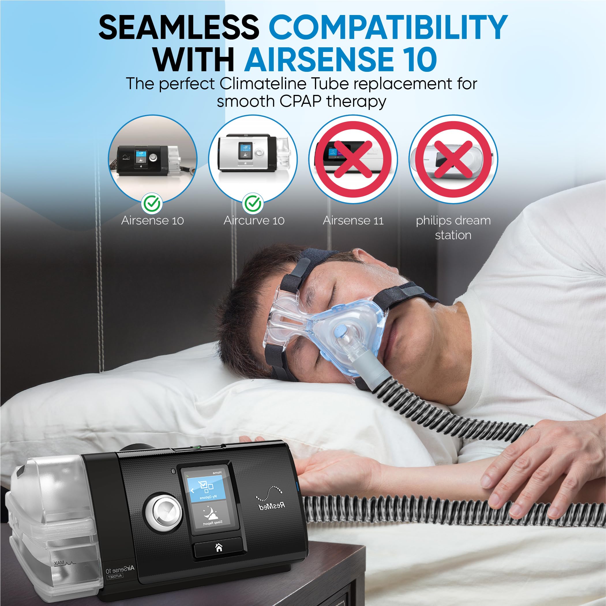 Mars Wellness CPAP heating tube compatible with AirCurve 10 for reliable connections