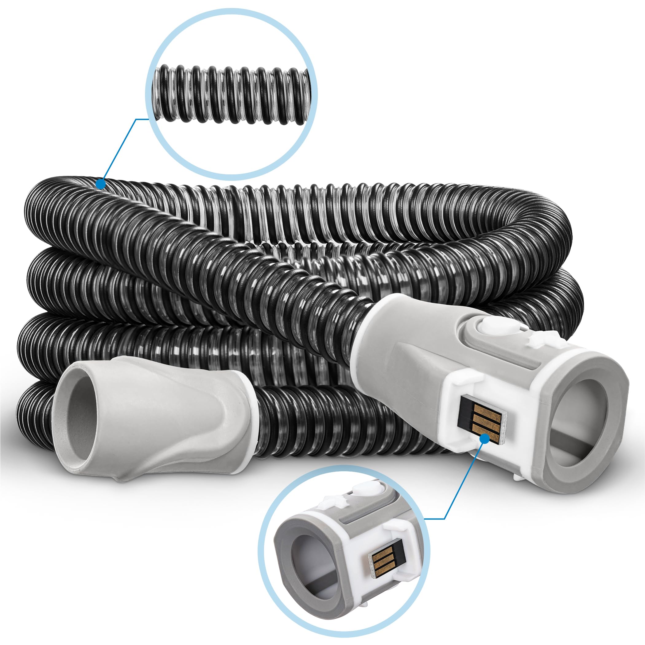 Mars Wellness CPAP hose shown with cleaning accessories for simple maintenance