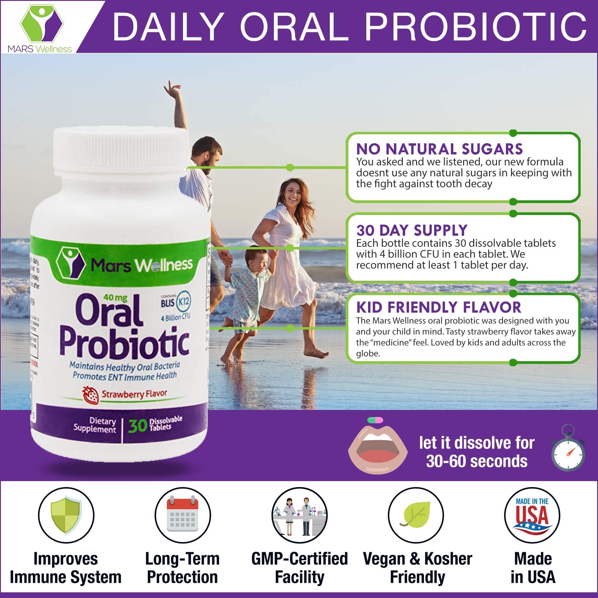 Mars Wellness label front highlights BLIS K12 potency for daily oral care.
