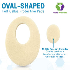 Mars Wellness oval shape felt pad on foot reduces friction for comfortable wear