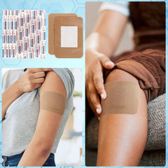 Marsui bandages on leg illustrating large-area protection.