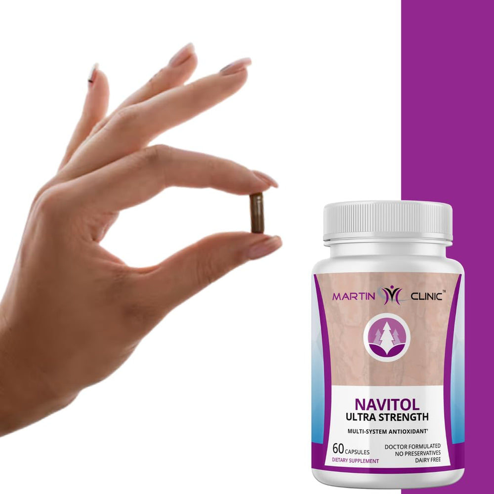 Martin Clinic Navitol bottle in hand for a daily routine