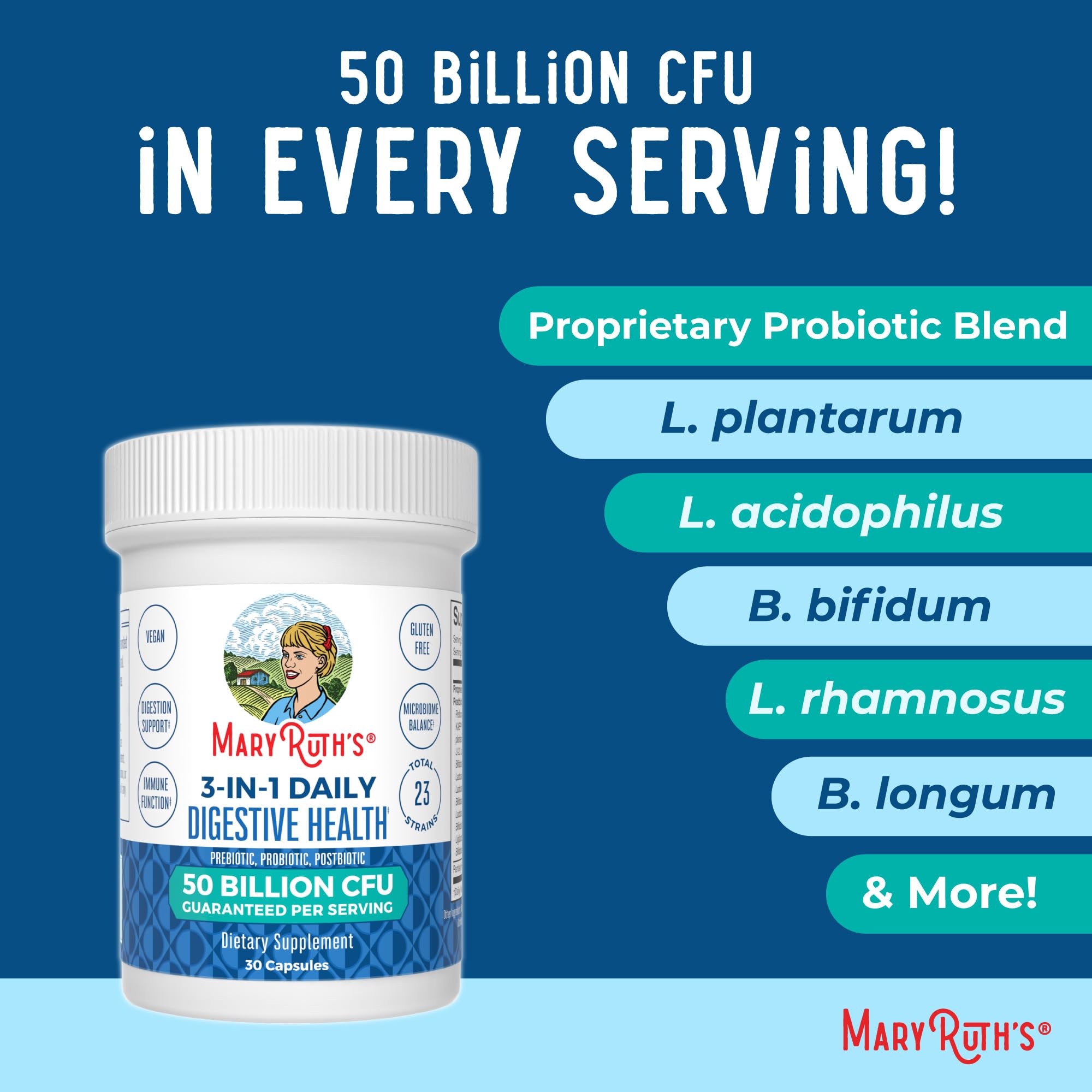 MaryRuth's 3-in-1 vegan formula badge signals dairy-free convenience.