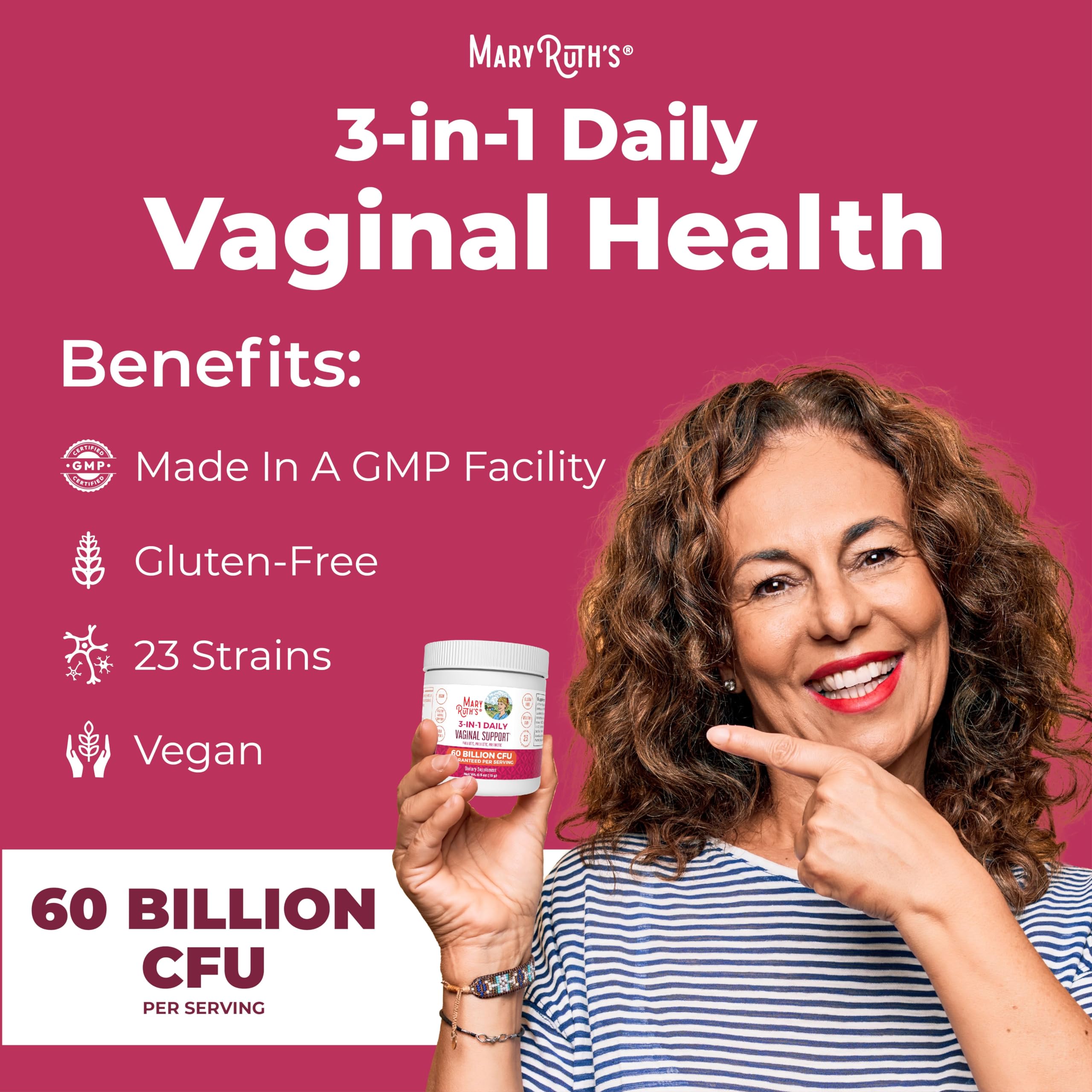 Vegan MaryRuth's probiotic formula badge visible on the packaging.