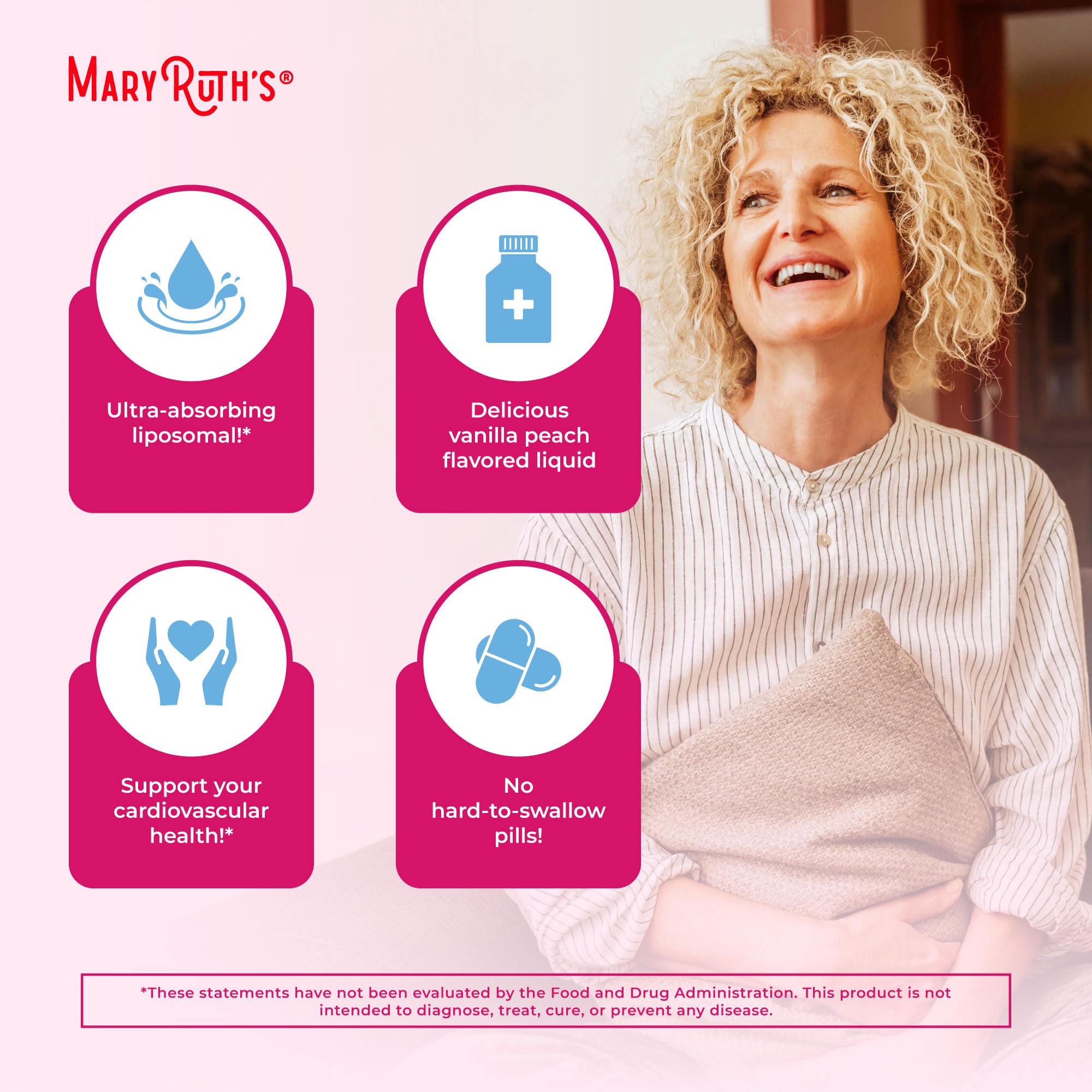 MaryRuth’s botanical blend imagery suggests natural ingredients.