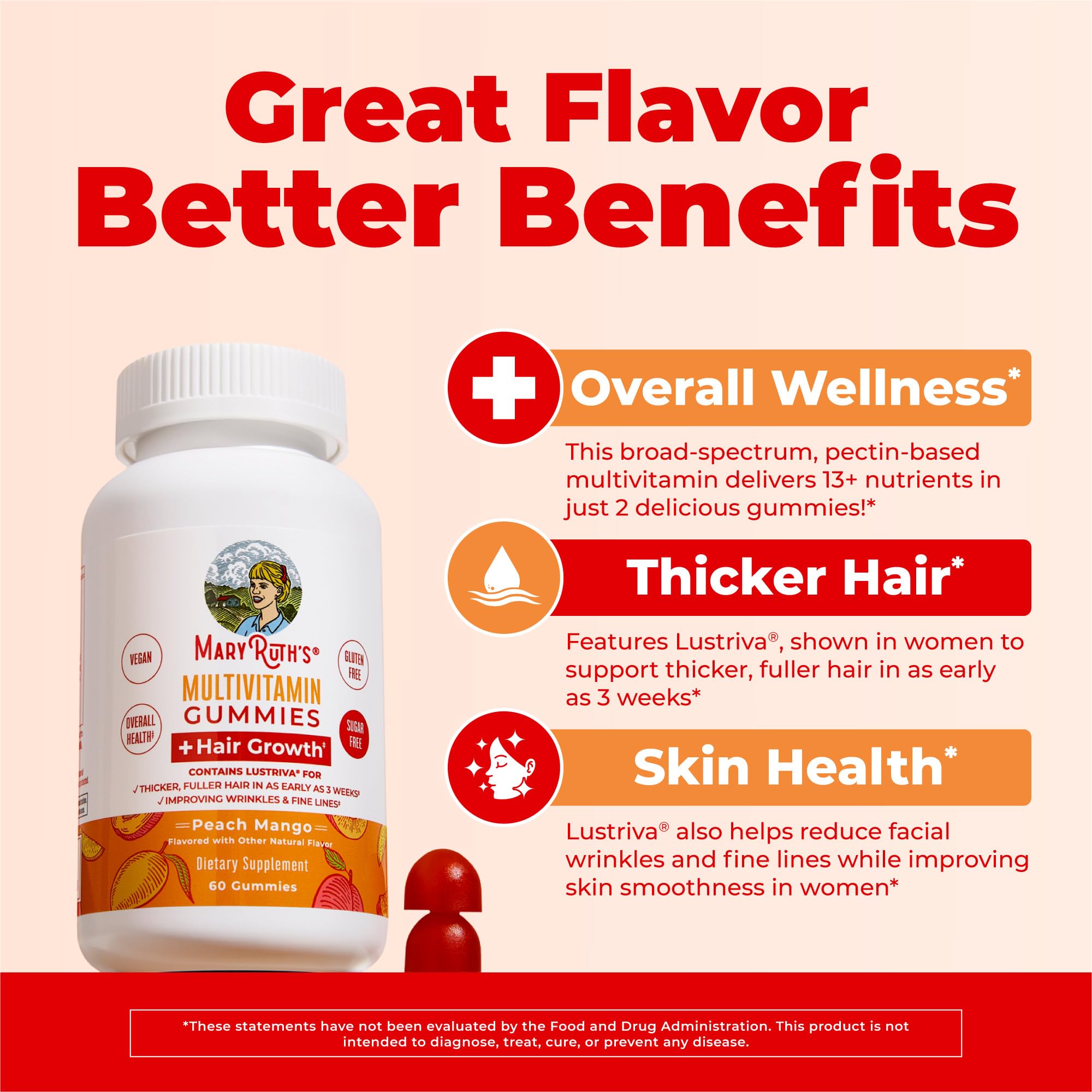 MaryRuth's Biotin 10000 mcg gummies emphasize a potent vitamin boost for daily health.