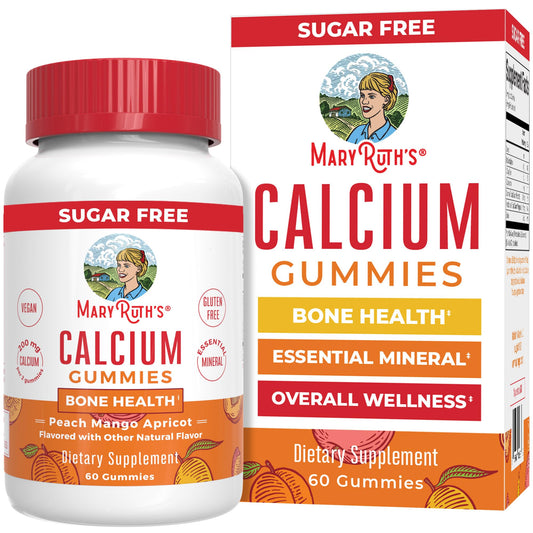 MaryRuth's Calcium Gummies bottle showing a sugar-free vegan calcium option for daily support