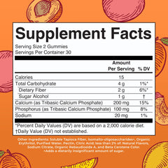 Close-up of peach, mango, apricot flavors in MaryRuth's gummies for calcium flavor