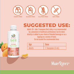MaryRuth's CoQ10 bottle close-up highlighting vegan non-GMO label.
