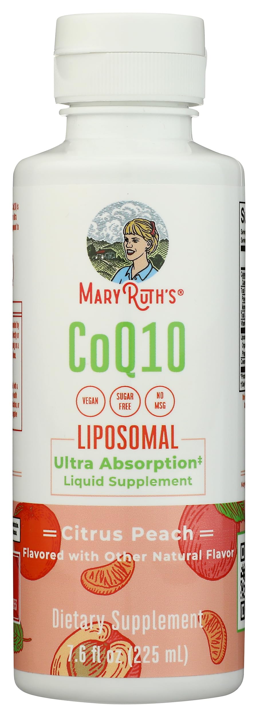 MaryRuth's CoQ10 bottle on counter ready for daily routine.