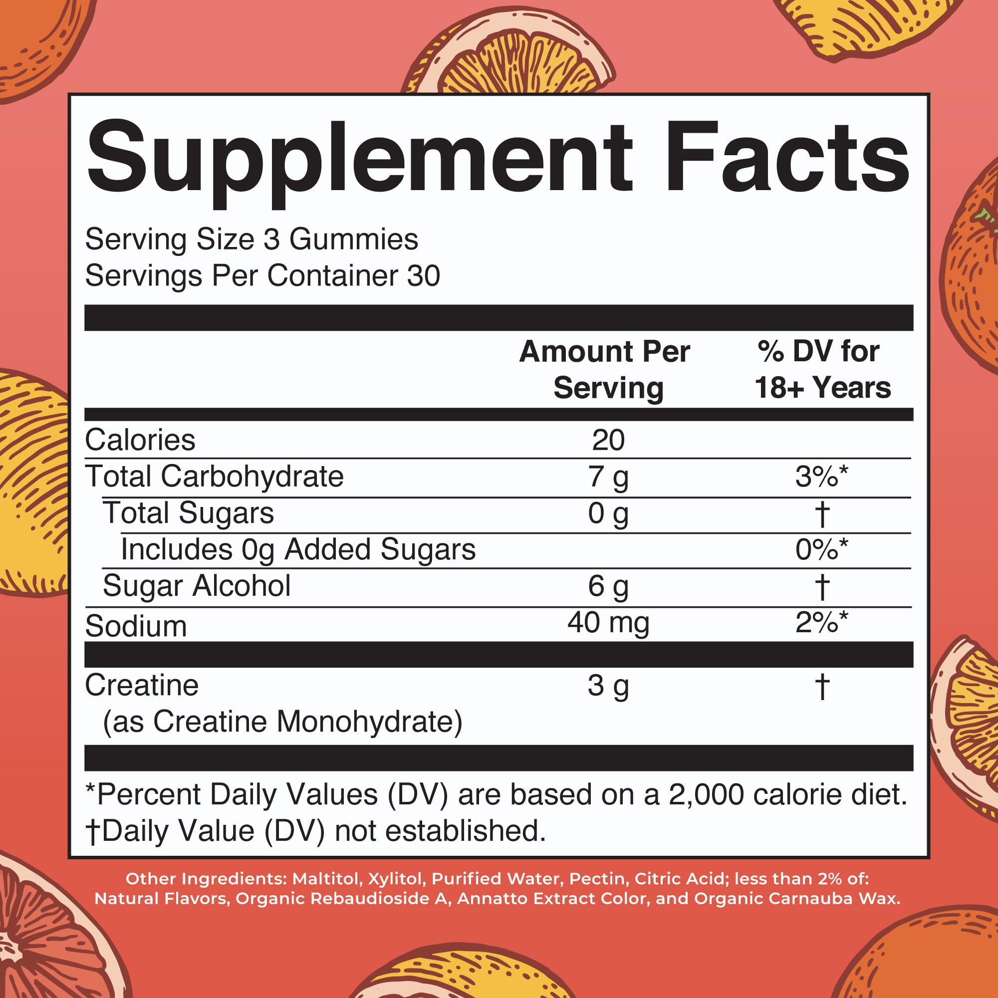 MaryRuth's Creatine Gummies serving showing 3 g per serving for workout support