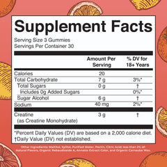 MaryRuth's Creatine Gummies serving showing 3 g per serving for workout support