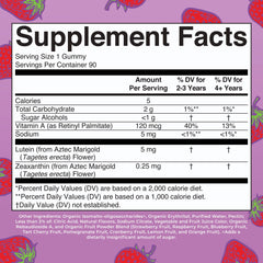 Close-up of strawberry-flavored gummies for kids and adults.
