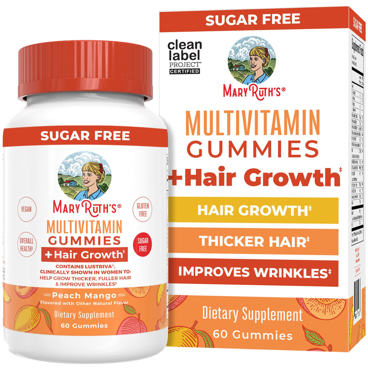 MaryRuth's Hair Growth Multivitamin Gummies bottle seen up close for convenient daily use.