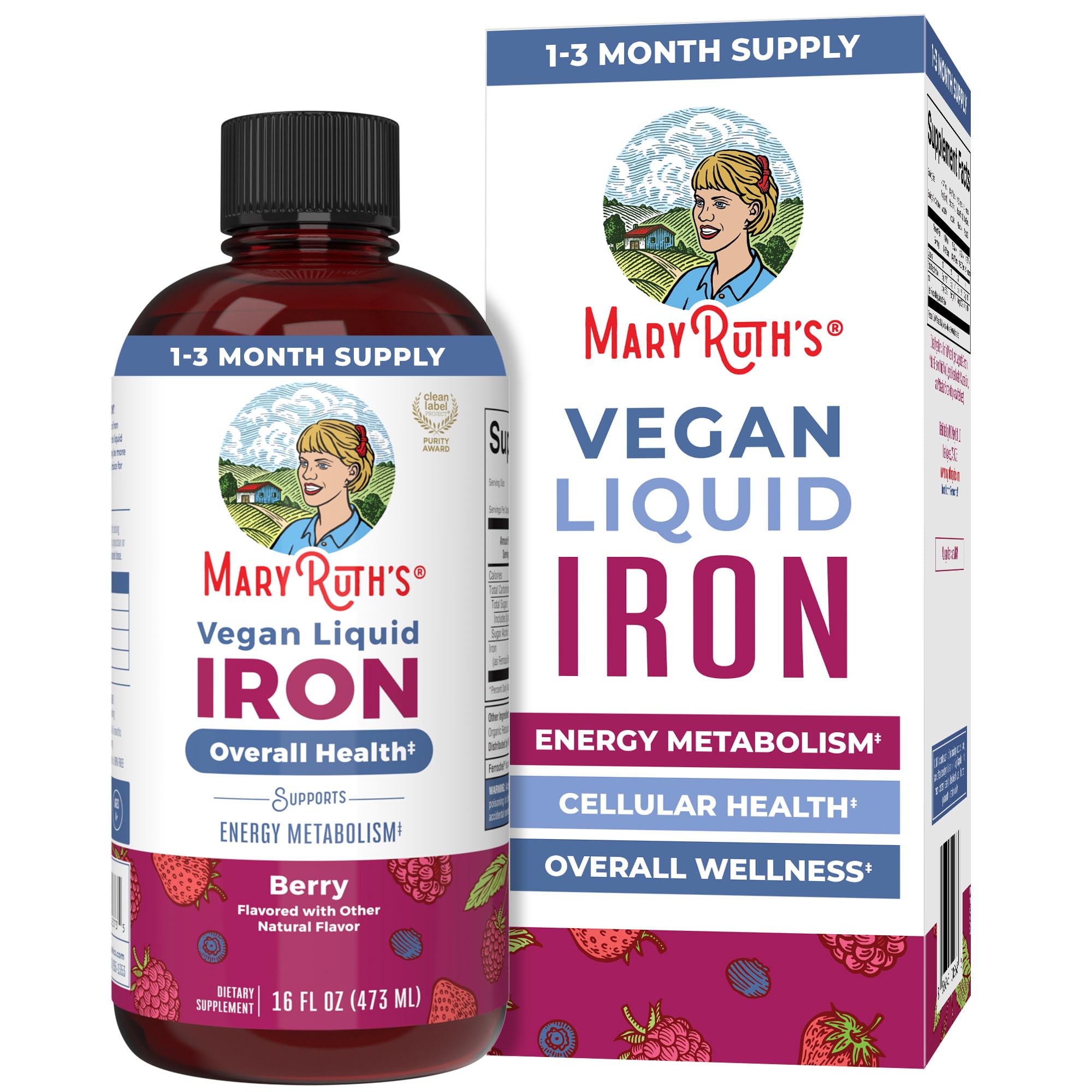 MaryRuth's liquid iron bottle and dropper for easy dosing