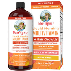 MARYRUTH'S liquid multivitamin bottle supports hair growth as part of daily wellness.