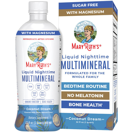 MaryRuth's Liquid Nighttime Multimineral bottle ready for a calming bedtime routine and mineral support