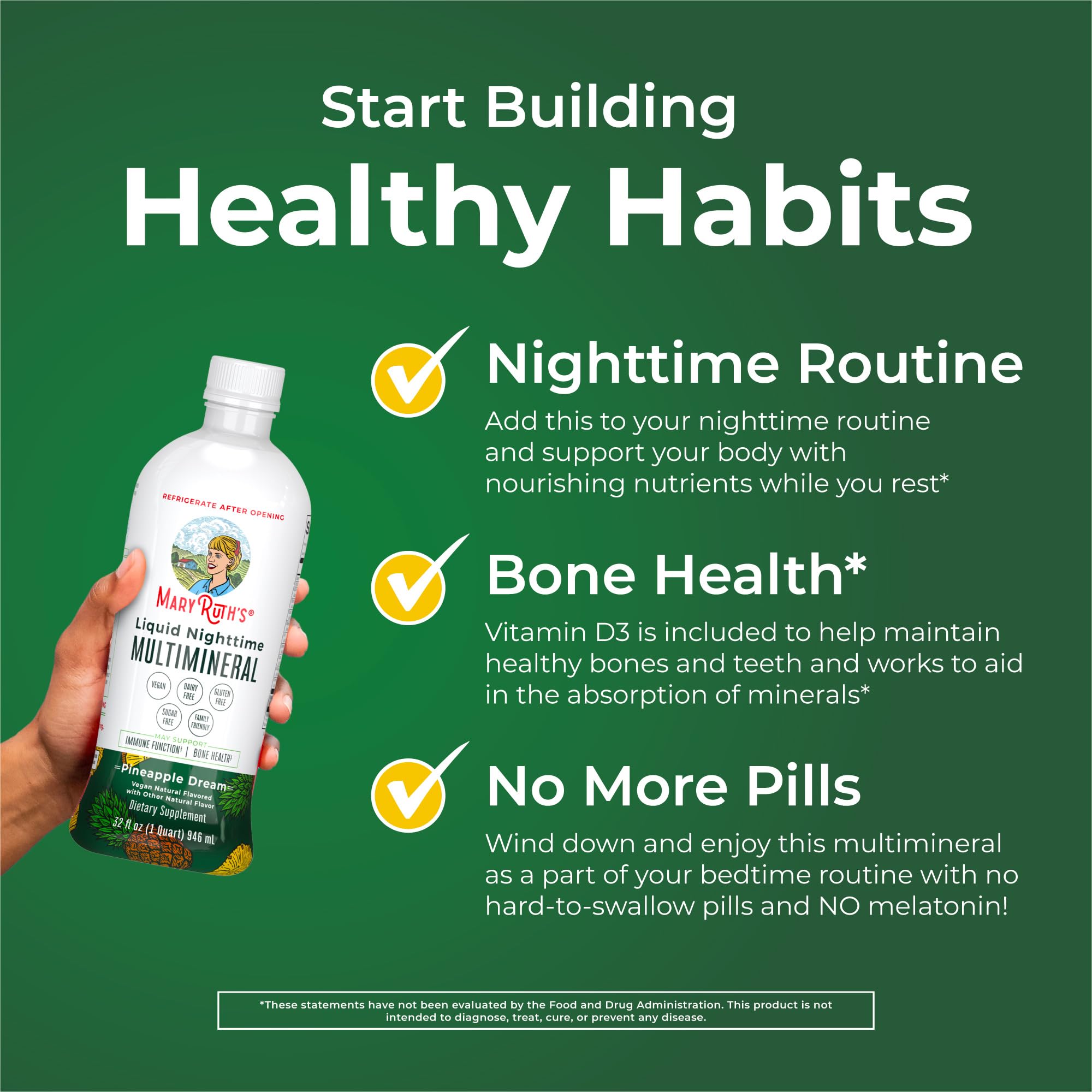 MaryRuth's Nighttime Multimineral Lemonade Dream bottle with dosing spoon
