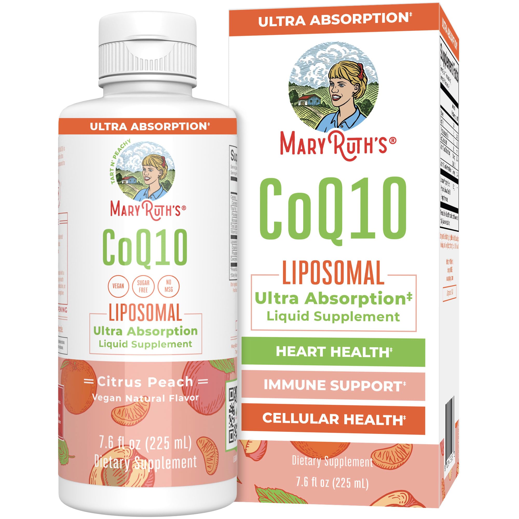 MaryRuth's CoQ10 liquid bottle with liposomal formulation for enhanced absorption.