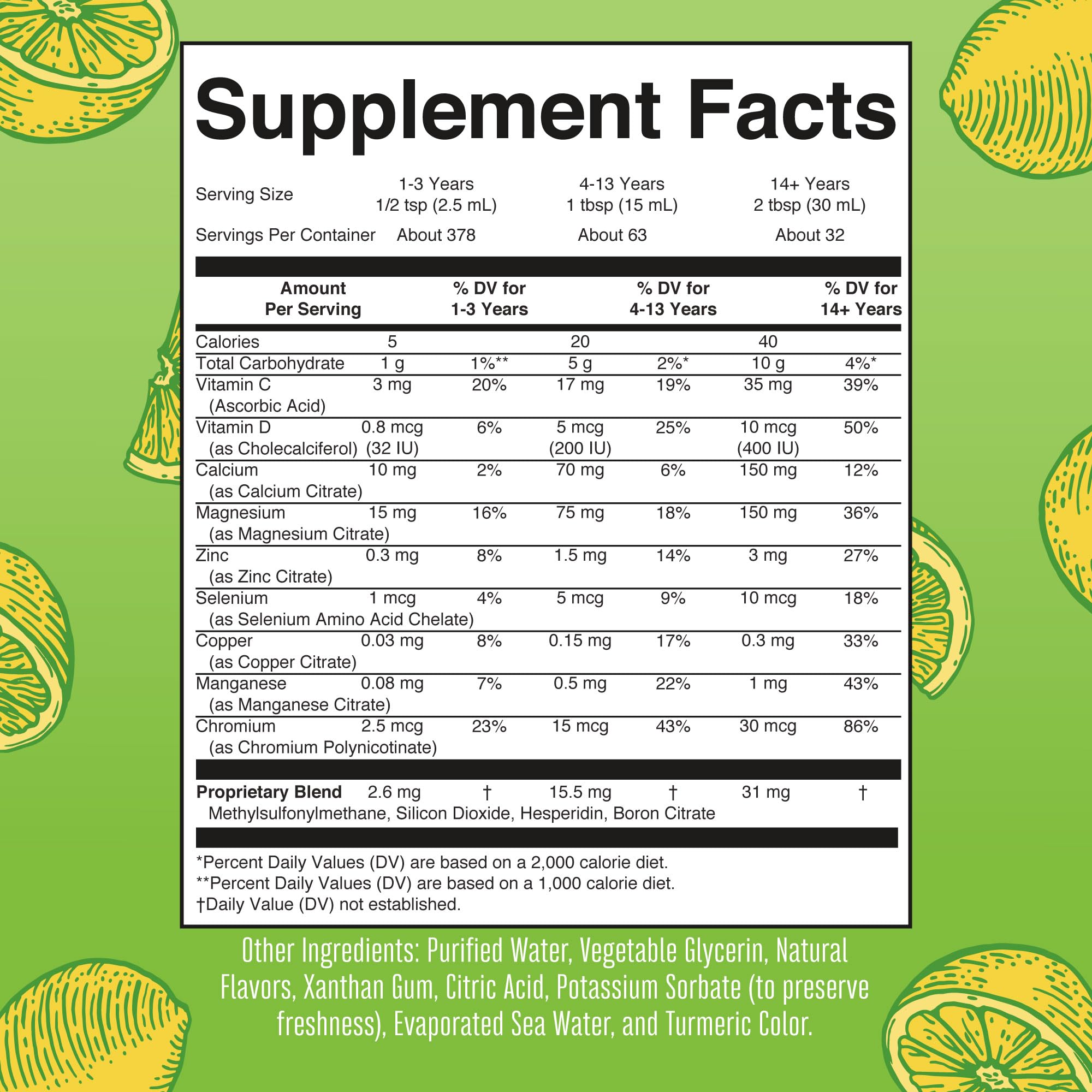 MaryRuth's Nighttime Multimineral bottle back shows minerals and vitamins details.