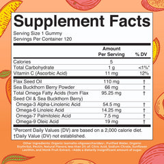 MaryRuth's Omega gummies peach-mango-apricot flavor pack for easy daily use.
