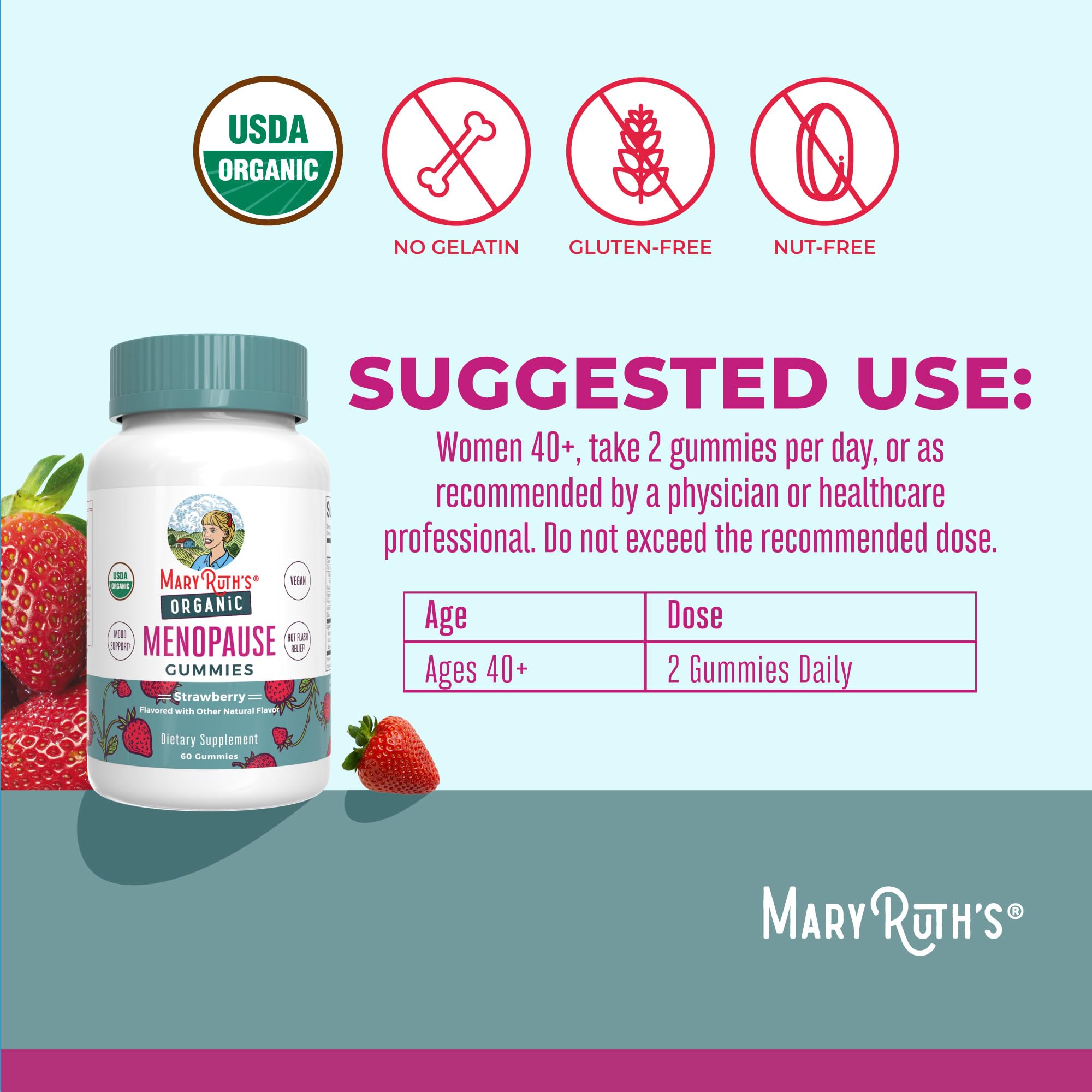 Dispensing a gummy from the MaryRuth's jar highlights easy, chewable daily dosing.