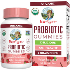MARYRUTH'S Organic Probiotic Gummies bottle front for daily digestive support and vegan nutrition