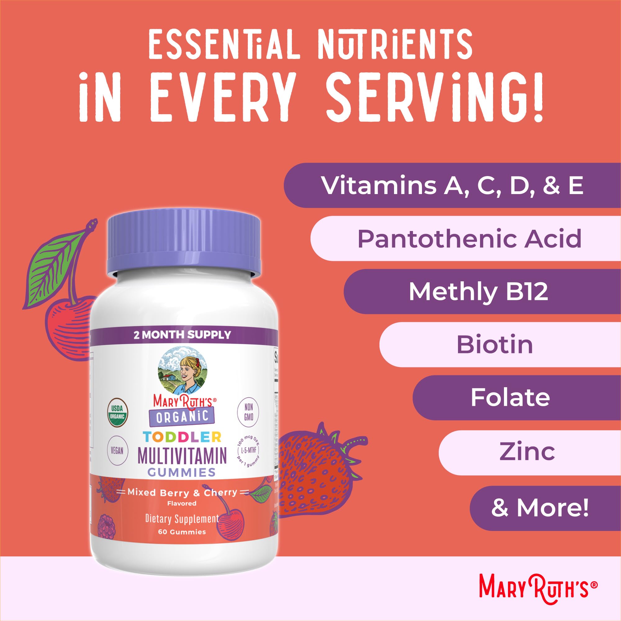 Vegan pectin-based MaryRuth's gummies designed for easy chewing
