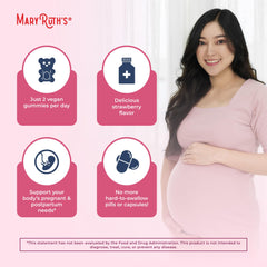 MaryRuth's prenatal packaging shows clean label and GMP certification.