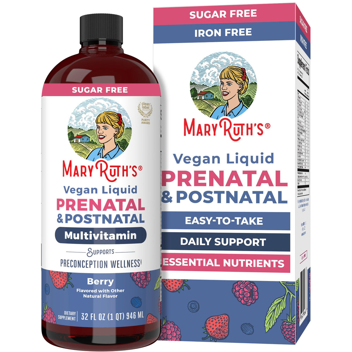 MARYRUTH'S prenatal-postnatal liquid bottle for convenient daily supplementation.