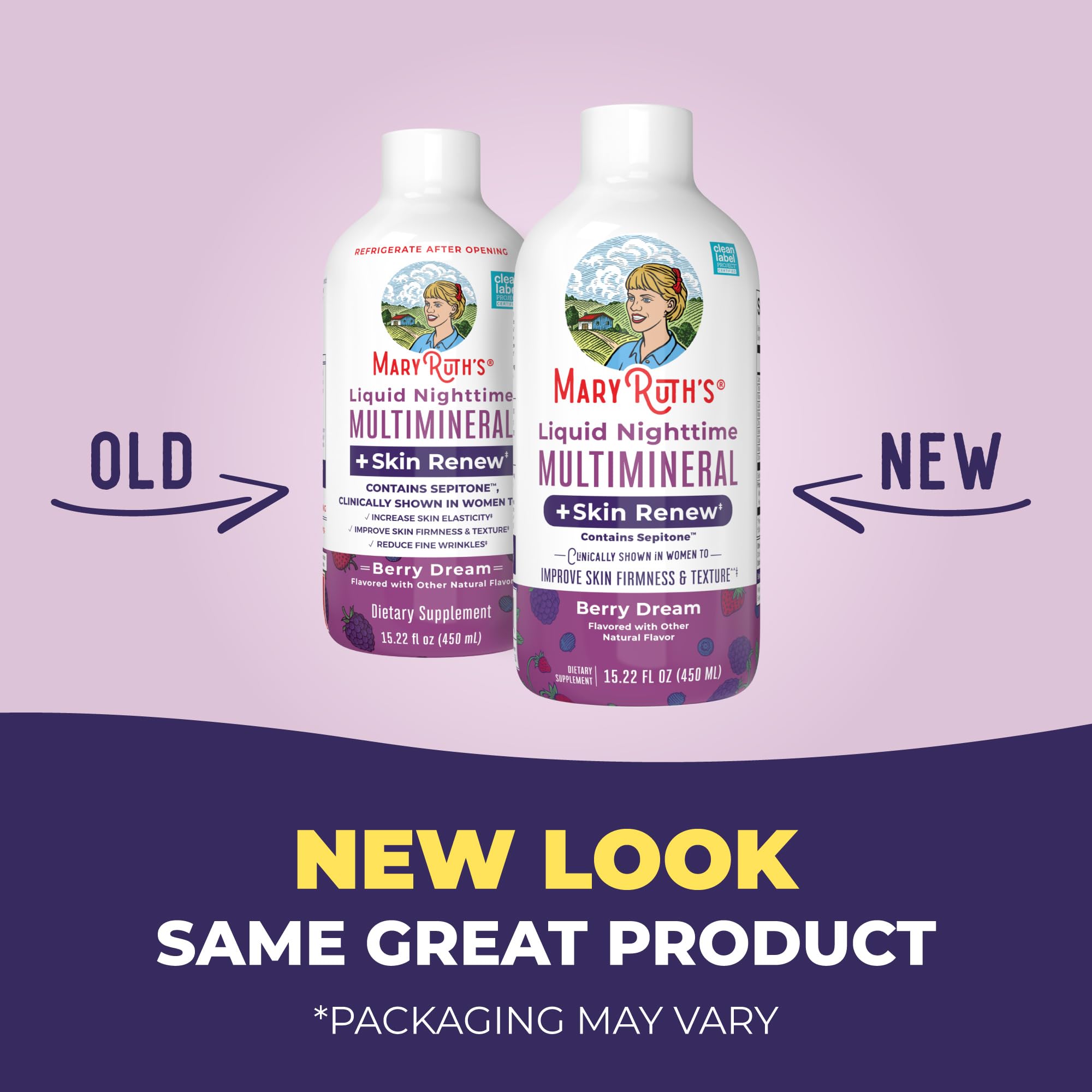 MaryRuth's serving-size graphic shows 15 servings per bottle