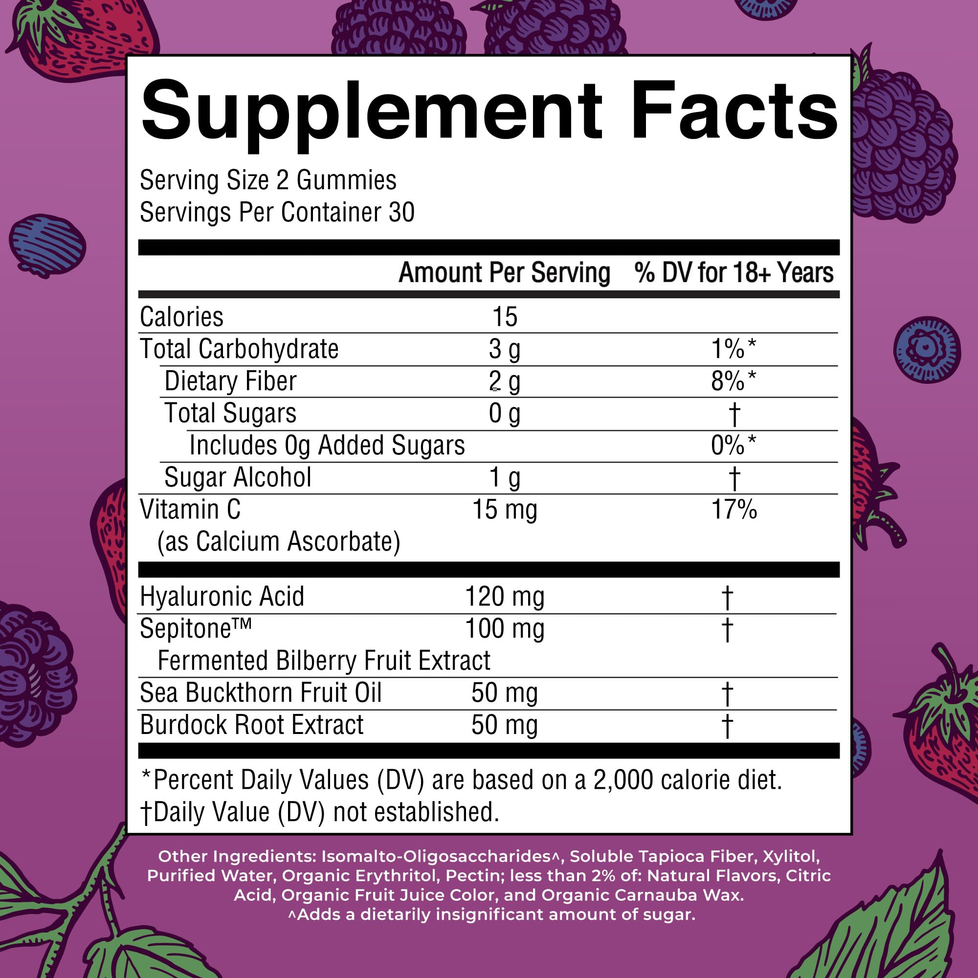 MaryRuth's Skin Restore + Renew label close-up showing vegan and gluten-free claims.