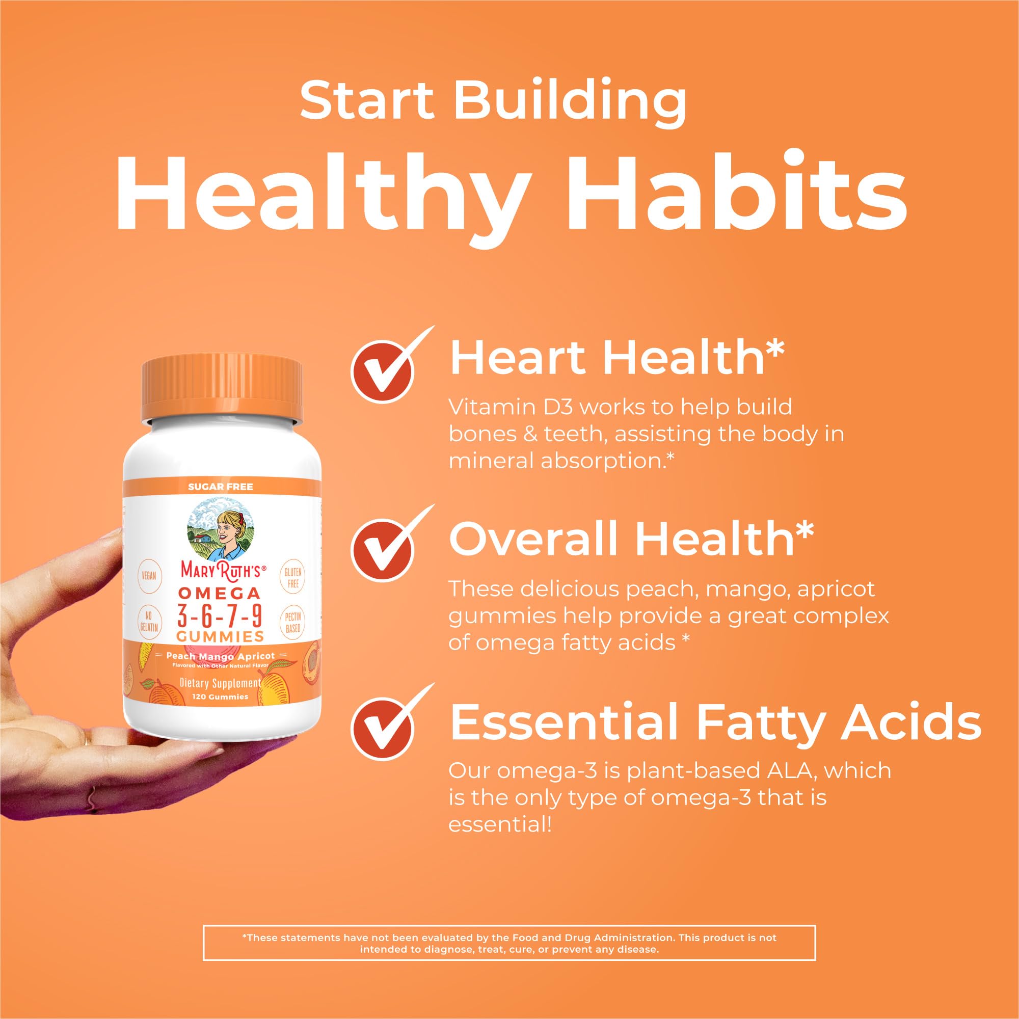 MaryRuth's sugar-free peach-mango-apricot flavor gummies for tasty supplementation.