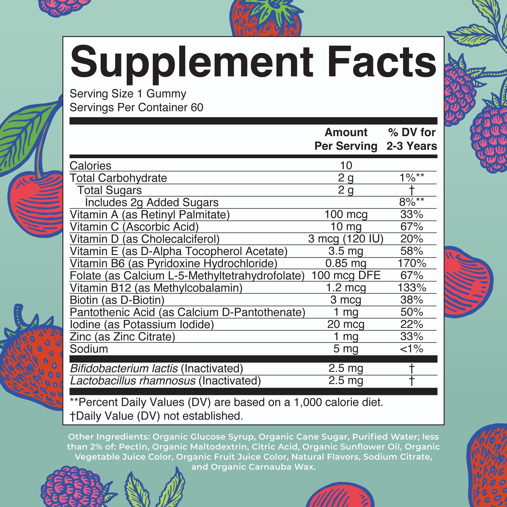 MaryRuth's Toddler Multivitamin Gummies berry flavor closeup highlighting tasty nutrition.