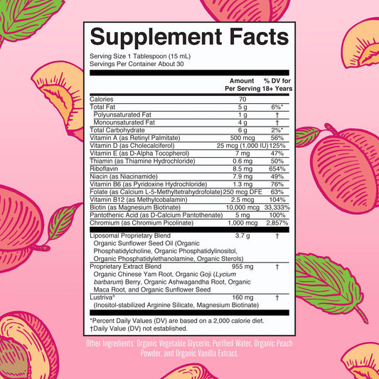 MaryRuth's women's multivitamin liposomal bottle highlights daily wellness benefits