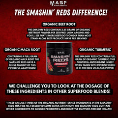 MASF Smashin' Reds maca-turmeric-ginger blend—supports mood and endurance potential.