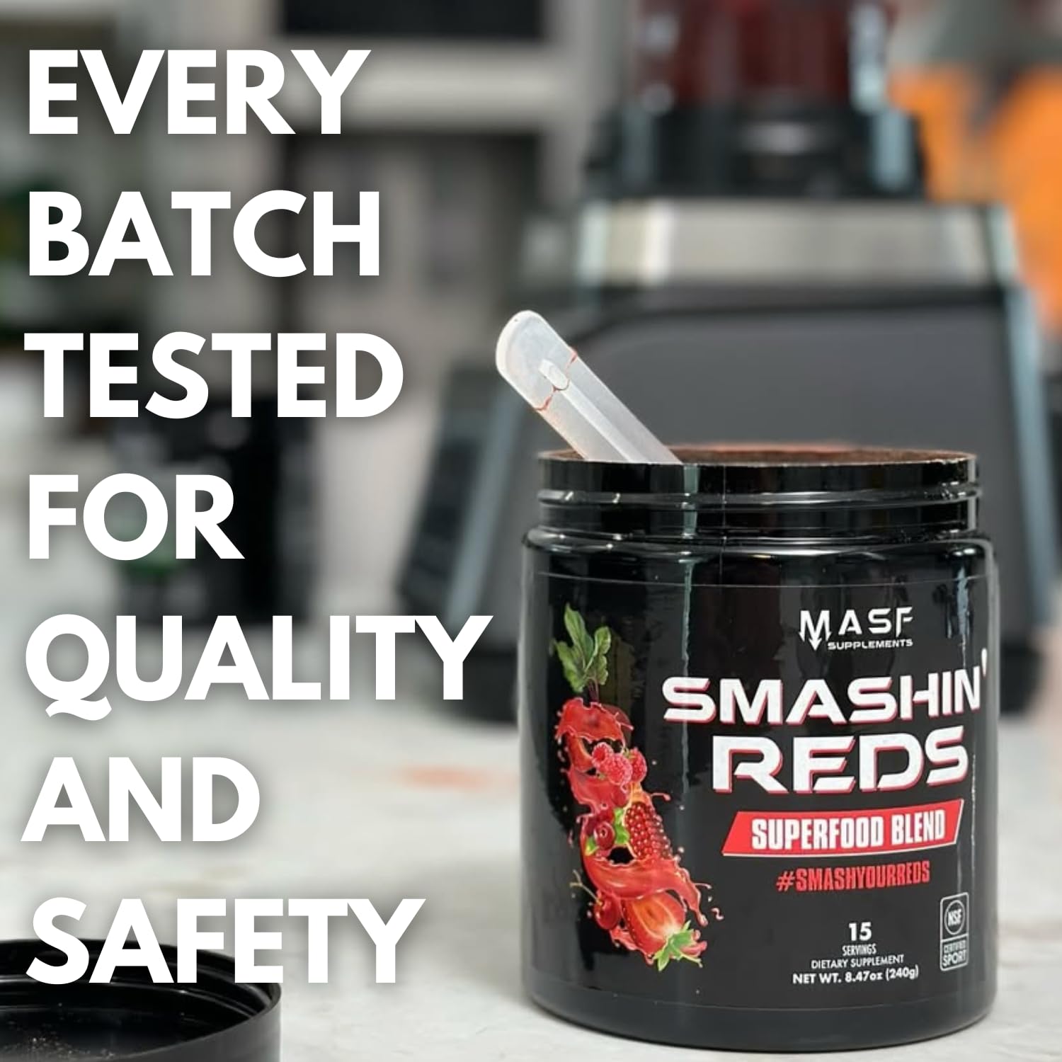 MASF Smashin' Reds NSF Sport certified badge—quality you can trust for athletes.