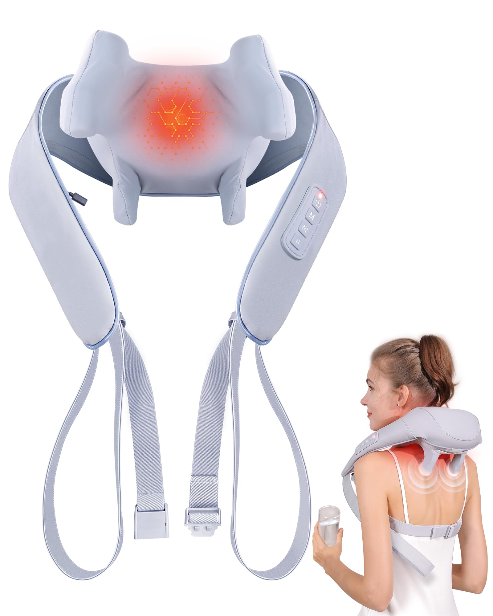 MASGRE electric shiatsu back and neck massager pillow for targeted relief