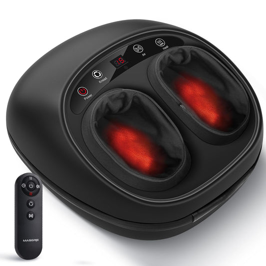 MASGRE Foot Massager with Heat glowing softly for relaxing tired feet after a long day.