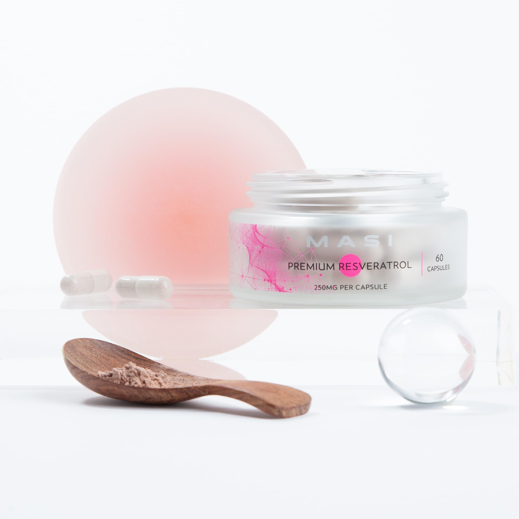 MASI Resveratrol batch with quality seal highlights high purity ingredients.