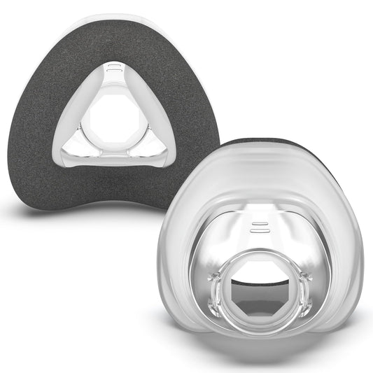 Masktouch 2-pack memory foam cushions for AirFit N20, front view showing snug fit.