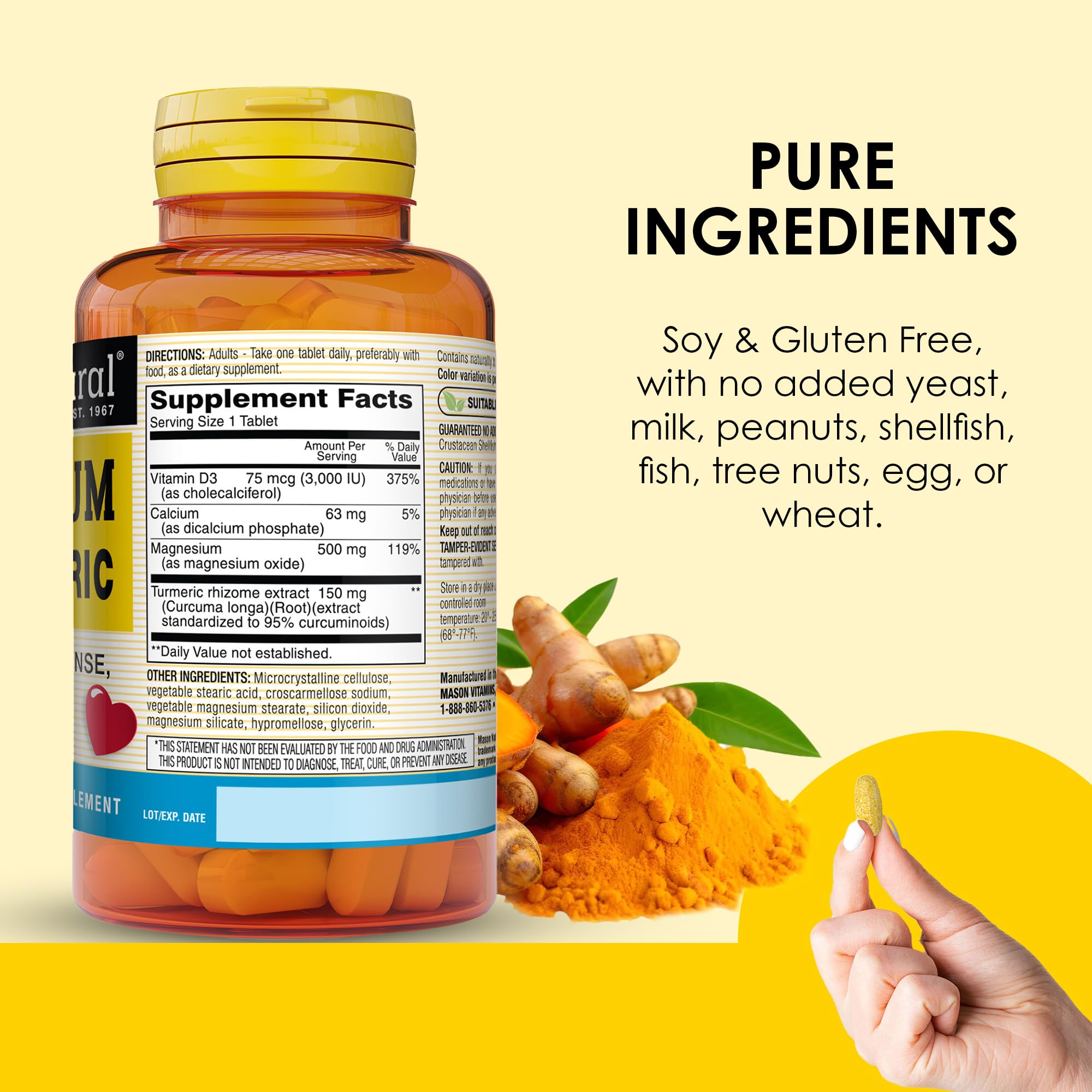 Mason Natural cGMP seal and testing indicating quality and safety