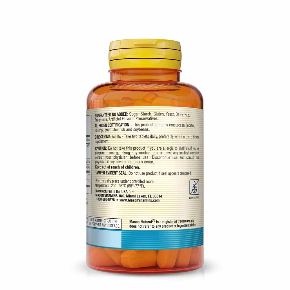 Mason Natural Glucosamine Chondroitin bottle shows daily dosage for convenient use.