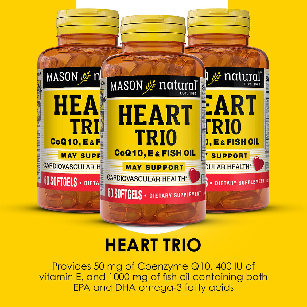 Mason Natural Heart Trio packaging box emphasizes three-month supply convenience