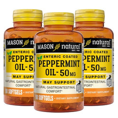 Mason Natural peppermint oil 50 mg enteric softgel for digestive comfort after meals.