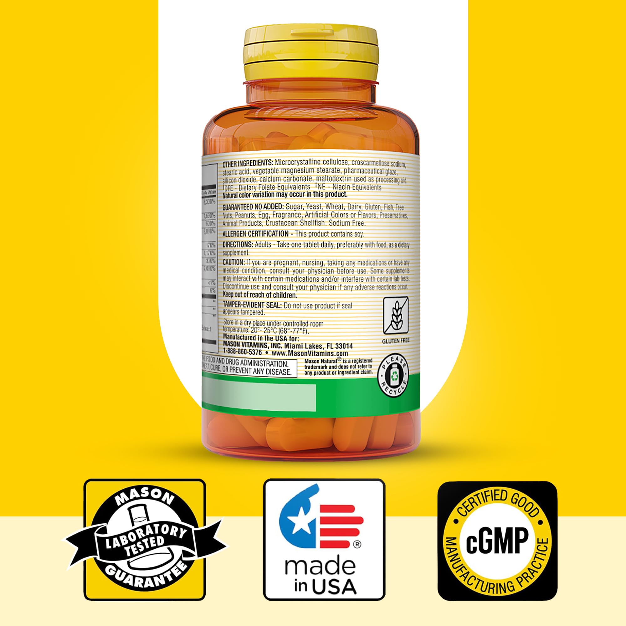 Nutrition facts panel of Mason Natural Ultra B100 Complex shown.