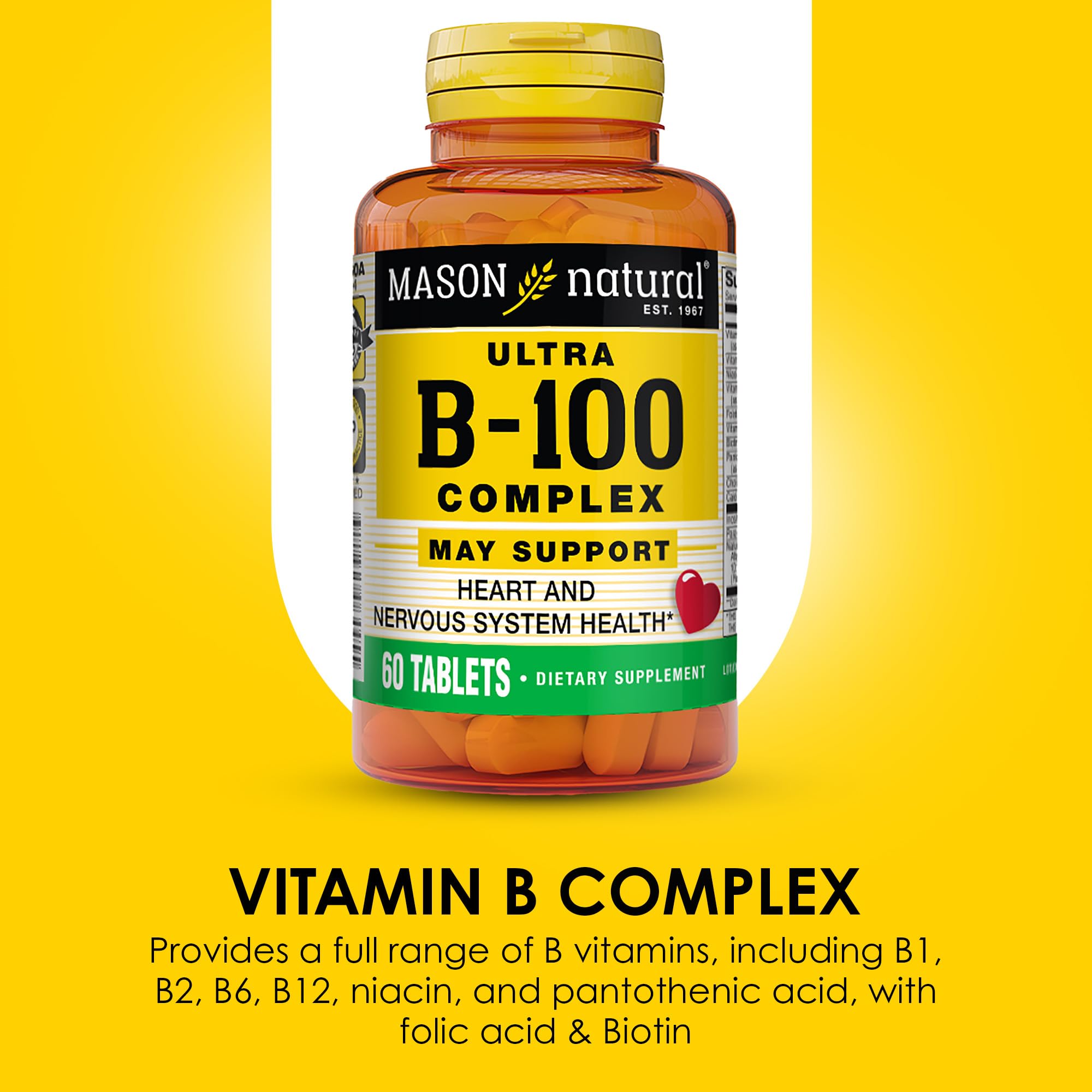 Packaging shows Mason Natural Ultra B100 Complex three-pack value.