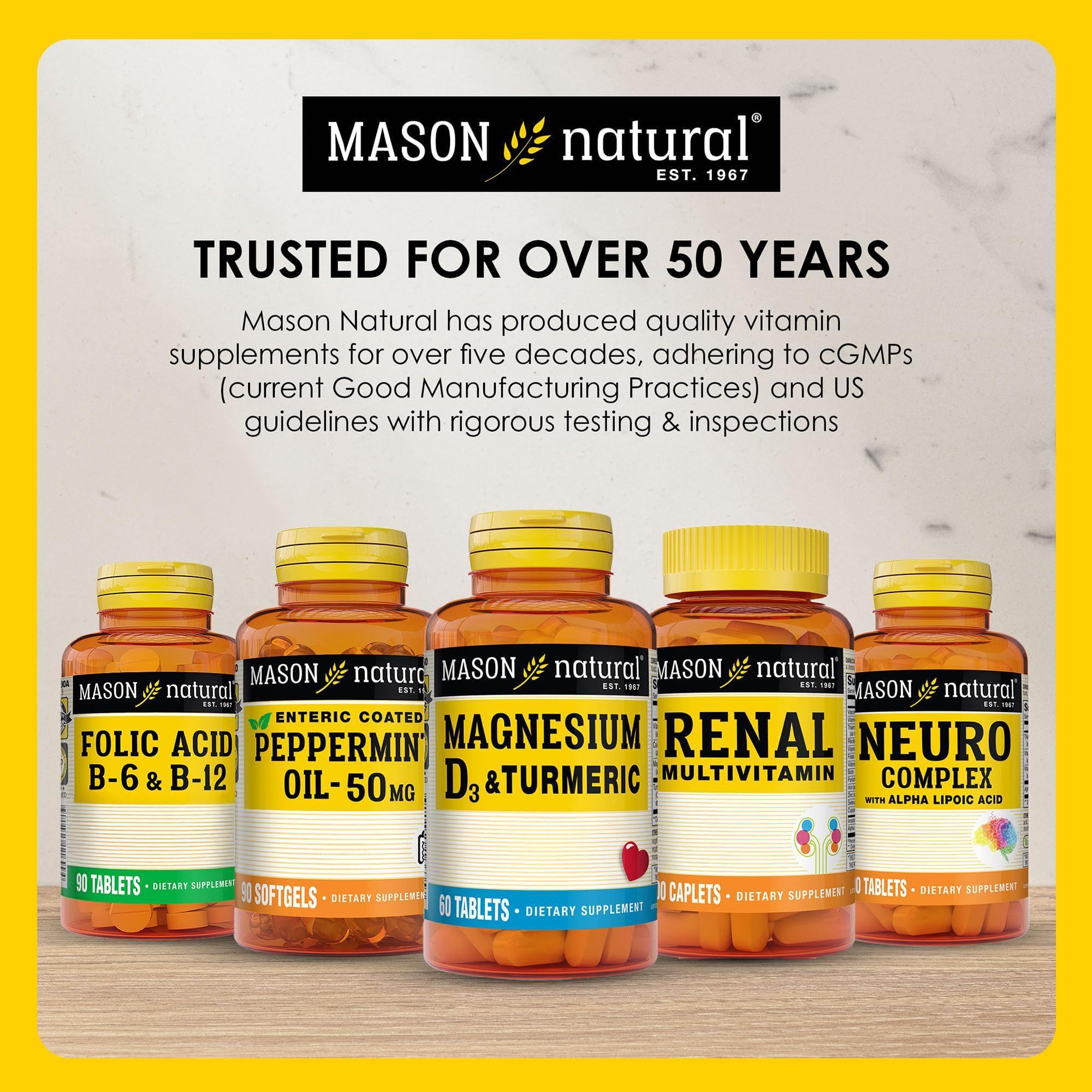 Three-pack display of Mason Natural Ultra B100 Complex for convenient supply.