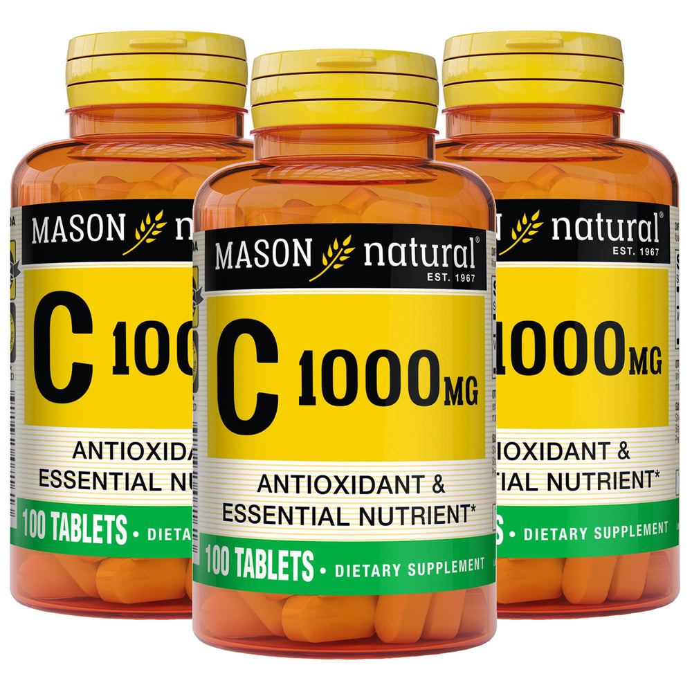 Mason Natural Vitamin C bottle pour shows easy daily immune support for adults